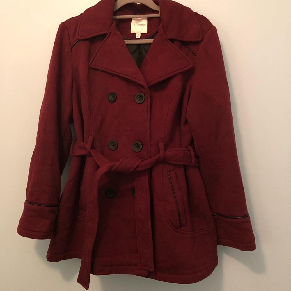 Purple/burgundy pea coat large